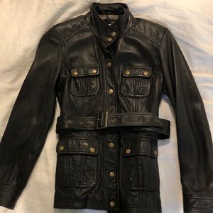 Boden black leather jacket, Size 4.